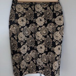 Ann Taylor Black/Gold Brocade Pencil Skirt 2